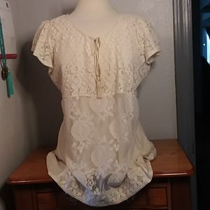 One World Flutter Sleeve Lace Top